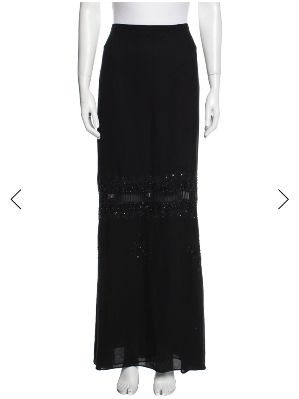 Badgley Mischka Black Maxi Skirt with Beaded Detail